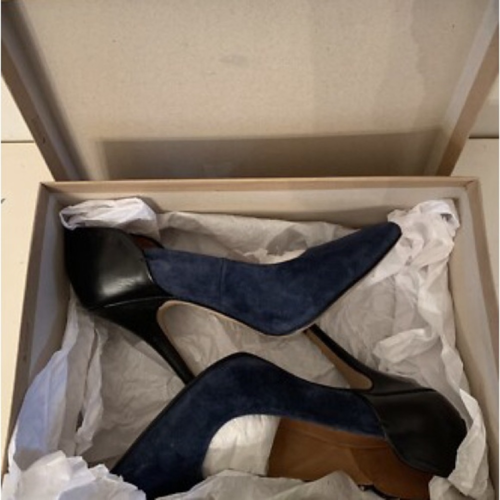 Madewell Navy Suede Black Leather Heels